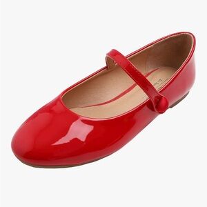 FEVERSOLE Women's Mary Jane Fashion Round Toe Easy Buckle Slip On Flats-Red